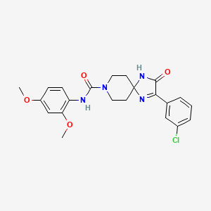 molecular formula C22H23ClN4O4 B2866057 2-(3-chlorophenyl)-N-(2,4-dimethoxyphenyl)-3-oxo-1,4,8-triazaspiro[4.5]dec-1-ene-8-carboxamide CAS No. 1189672-99-8