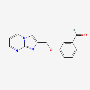 molecular formula C14H11N3O2 B2866060 3-(Imidazo[1,2-a]pyrimidin-2-ylmethoxy)benzaldehyde CAS No. 446280-63-3