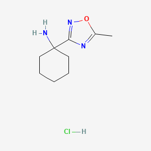 molecular formula C9H16ClN3O B2866067 1-(5-Methyl-1,2,4-oxadiazol-3-yl)cyclohexan-1-amine hydrochloride CAS No. 1170193-75-5