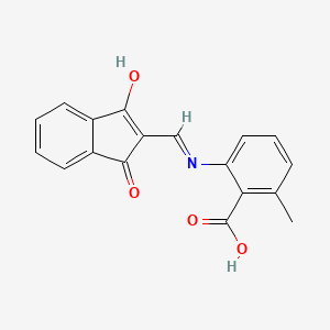 molecular formula C18H13NO4 B2866071 2-(((1,3-Dioxoindan-2-ylidene)methyl)amino)-6-methylbenzoic acid CAS No. 1024126-55-3