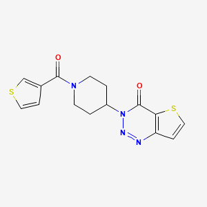 molecular formula C15H14N4O2S2 B2866076 3-(1-(噻吩-3-羰基)哌啶-4-基)噻吩[3,2-d][1,2,3]三嗪-4(3H)-酮 CAS No. 2034380-79-3