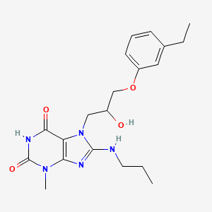 molecular formula C20H27N5O4 B2866077 7-(3-(3-ethylphenoxy)-2-hydroxypropyl)-3-methyl-8-(propylamino)-1H-purine-2,6(3H,7H)-dione CAS No. 879071-19-9