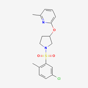 molecular formula C17H19ClN2O3S B2866082 2-((1-((5-Chloro-2-methylphenyl)sulfonyl)pyrrolidin-3-yl)oxy)-6-methylpyridine CAS No. 1904358-18-4