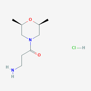 molecular formula C9H19ClN2O2 B2866084 3-氨基-1-[(2R,6S)-2,6-二甲基吗啉-4-基]丙烷-1-酮；盐酸盐 CAS No. 2377005-16-6