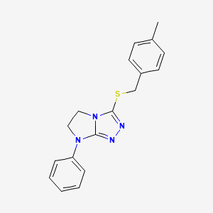 molecular formula C18H18N4S B2866088 3-((4-methylbenzyl)thio)-7-phenyl-6,7-dihydro-5H-imidazo[2,1-c][1,2,4]triazole CAS No. 923150-54-3