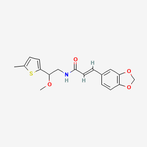 molecular formula C18H19NO4S B2866091 (E)-3-(benzo[d][1,3]dioxol-5-yl)-N-(2-methoxy-2-(5-methylthiophen-2-yl)ethyl)acrylamide CAS No. 1706497-92-8
