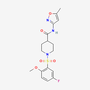 molecular formula C17H20FN3O5S B2866095 1-((5-fluoro-2-methoxyphenyl)sulfonyl)-N-(5-methylisoxazol-3-yl)piperidine-4-carboxamide CAS No. 1226457-06-2