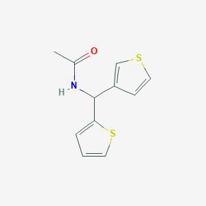 molecular formula C11H11NOS2 B2866099 N-(thiophen-2-yl(thiophen-3-yl)methyl)acetamide CAS No. 2034332-17-5