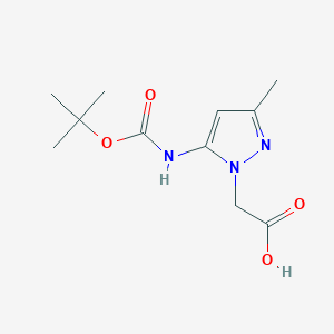 molecular formula C11H17N3O4 B2866103 2-[3-Methyl-5-[(2-methylpropan-2-yl)oxycarbonylamino]pyrazol-1-yl]acetic acid CAS No. 2248331-05-5