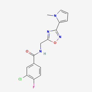 3-chloro-4-fluoro-N-((3-(1-methyl-1H-pyrrol-2-yl)-1,2,4-oxadiazol-5-yl)methyl)benzamide