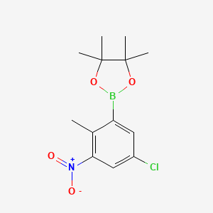 molecular formula C13H17BClNO4 B2866125 5-Chloro-2-methyl-3-nitrophenylboronic acid, pinacol ester CAS No. 2377607-14-0