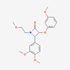 molecular formula C21H25NO6 B2866135 4-(3,4-Dimethoxyphenyl)-1-(2-methoxyethyl)-3-(3-methoxyphenoxy)azetidin-2-one CAS No. 1240932-02-8