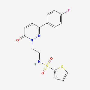 molecular formula C16H14FN3O3S2 B2866137 N-(2-(3-(4-fluorophenyl)-6-oxopyridazin-1(6H)-yl)ethyl)thiophene-2-sulfonamide CAS No. 921512-98-3