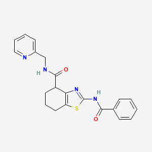 molecular formula C21H20N4O2S B2866140 2-苯甲酰胺-N-(吡啶-2-基甲基)-4,5,6,7-四氢苯并[d]噻唑-4-甲酰胺 CAS No. 942004-30-0