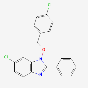 molecular formula C20H14Cl2N2O B2866151 6-chloro-1-[(4-chlorobenzyl)oxy]-2-phenyl-1H-1,3-benzimidazole CAS No. 338978-65-7