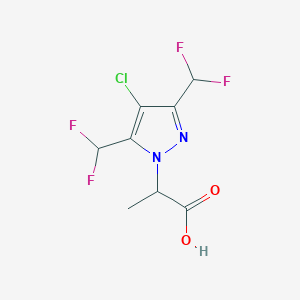 molecular formula C8H7ClF4N2O2 B2866154 2-[4-氯-3,5-双(二氟甲基)-1H-吡唑-1-基]丙酸 CAS No. 1005678-67-0