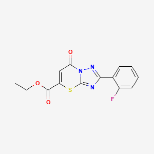 molecular formula C14H10FN3O3S B2866166 ethyl 2-(2-fluorophenyl)-7-oxo-7H-[1,2,4]triazolo[3,2-b][1,3]thiazine-5-carboxylate CAS No. 747411-46-7