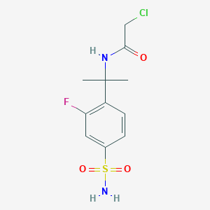 molecular formula C11H14ClFN2O3S B2866172 2-Chloro-N-[2-(2-fluoro-4-sulfamoylphenyl)propan-2-yl]acetamide CAS No. 2411236-07-0