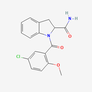 molecular formula C17H15ClN2O3 B2866177 1-(5-Chloro-2-methoxybenzoyl)indoline-2-carboxamide CAS No. 1099655-32-9