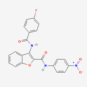 molecular formula C22H14FN3O5 B2866183 3-(4-氟苯甲酰胺基)-N-(4-硝基苯基)苯并呋喃-2-甲酰胺 CAS No. 887898-30-8