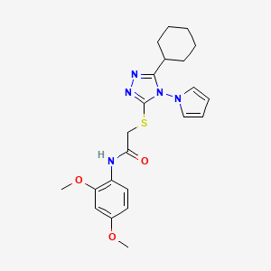 molecular formula C22H27N5O3S B2866185 2-{[5-环己基-4-(1H-吡咯-1-基)-4H-1,2,4-三唑-3-基]硫代}-N-(2,4-二甲氧基苯基)乙酰胺 CAS No. 896310-66-0