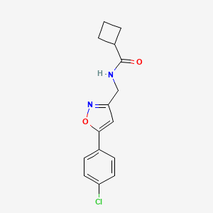 molecular formula C15H15ClN2O2 B2866194 N-((5-(4-氯苯基)异恶唑-3-基)甲基)环丁烷甲酰胺 CAS No. 1209923-64-7