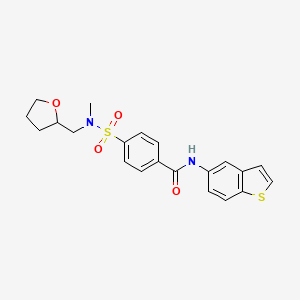 molecular formula C21H22N2O4S2 B2866197 N-(苯并[b]噻吩-5-基)-4-(N-甲基-N-((四氢呋喃-2-基)甲基)磺酰基)苯甲酰胺 CAS No. 892854-15-8
