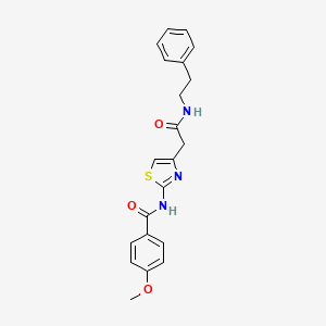 molecular formula C21H21N3O3S B2866204 4-methoxy-N-(4-(2-oxo-2-(phenethylamino)ethyl)thiazol-2-yl)benzamide CAS No. 941898-77-7