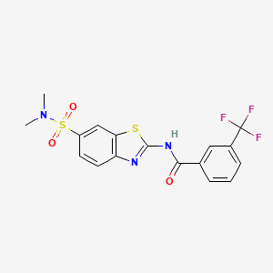 molecular formula C17H14F3N3O3S2 B2866206 N-[6-(dimethylsulfamoyl)-1,3-benzothiazol-2-yl]-3-(trifluoromethyl)benzamide CAS No. 923243-43-0
