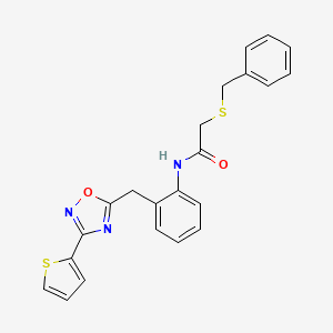 2-(benzylthio)-N-(2-((3-(thiophen-2-yl)-1,2,4-oxadiazol-5-yl)methyl)phenyl)acetamide
