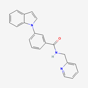 molecular formula C21H17N3O B2866215 3-(1H-吲哚-1-基)-N-(吡啶-2-基甲基)苯甲酰胺 CAS No. 1226458-25-8