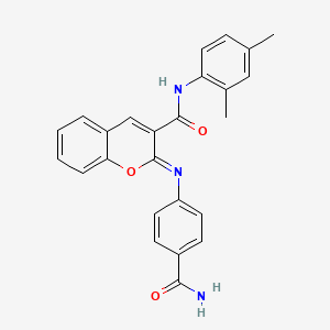 (2Z)-2-[(4-carbamoylphenyl)imino]-N-(2,4-dimethylphenyl)-2H-chromene-3-carboxamide