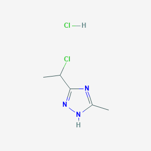 molecular formula C5H9Cl2N3 B2866217 5-(1-chloroethyl)-3-methyl-1H-1,2,4-triazole hydrochloride CAS No. 1909316-89-7