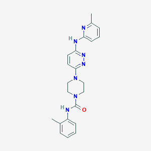 molecular formula C22H25N7O B2866218 4-(6-((6-methylpyridin-2-yl)amino)pyridazin-3-yl)-N-(o-tolyl)piperazine-1-carboxamide CAS No. 1021222-84-3