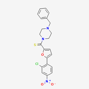 molecular formula C22H20ClN3O3S B2866226 (4-Benzylpiperazin-1-yl)(5-(2-chloro-4-nitrophenyl)furan-2-yl)methanethione CAS No. 941942-92-3