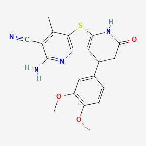 molecular formula C20H18N4O3S B2866238 2-氨基-9-(3,4-二甲氧基苯基)-4-甲基-7-氧代-6,7,8,9-四氢噻吩并[2,3-b:4,5-b']二吡啶-3-腈 CAS No. 647830-09-9