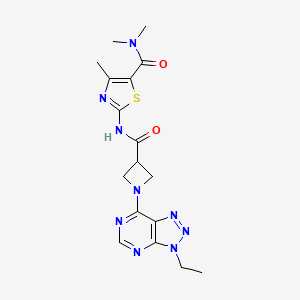 molecular formula C17H21N9O2S B2866241 2-(1-(3-乙基-3H-[1,2,3]三唑并[4,5-d]嘧啶-7-基)氮杂环丁-3-甲酰胺)-N,N,4-三甲基噻唑-5-甲酰胺 CAS No. 1448078-59-8