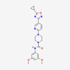 molecular formula C23H26N6O4 B2866242 4-(5-(5-cyclopropyl-1,2,4-oxadiazol-3-yl)pyridin-2-yl)-N-(3,5-dimethoxyphenyl)piperazine-1-carboxamide CAS No. 1235291-78-7