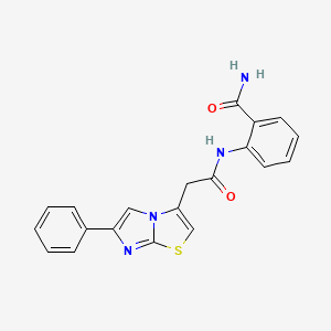 molecular formula C20H16N4O2S B2866249 2-(2-(6-Phenylimidazo[2,1-b]thiazol-3-yl)acetamido)benzamide CAS No. 897459-58-4
