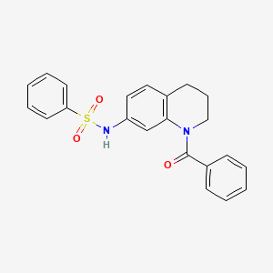 molecular formula C22H20N2O3S B2866251 N-(1-benzoyl-1,2,3,4-tetrahydroquinolin-7-yl)benzenesulfonamide CAS No. 946370-29-2