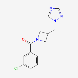 molecular formula C13H13ClN4O B2866253 (3-((1H-1,2,4-triazol-1-yl)methyl)azetidin-1-yl)(3-chlorophenyl)methanone CAS No. 2309750-93-2