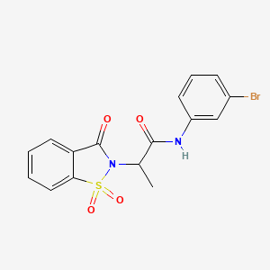 molecular formula C16H13BrN2O4S B2866257 N-(3-bromophenyl)-2-(1,1-dioxido-3-oxobenzo[d]isothiazol-2(3H)-yl)propanamide CAS No. 899996-59-9