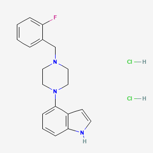 molecular formula C19H22Cl2FN3 B2866261 1h-Indole,4-[4-[(2-fluorophenyl)methyl]-1-piperazinyl]-,dihydrochloride CAS No. 334974-37-7