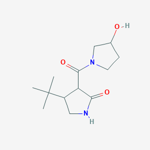 molecular formula C13H22N2O3 B2866262 4-叔丁基-3-(3-羟基吡咯烷-1-羰基)吡咯烷-2-酮 CAS No. 2097861-05-5