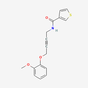 molecular formula C16H15NO3S B2866277 N-(4-(2-methoxyphenoxy)but-2-yn-1-yl)thiophene-3-carboxamide CAS No. 1421448-81-8