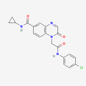 molecular formula C20H17ClN4O3 B2866294 1-(2-((4-chlorophenyl)amino)-2-oxoethyl)-N-cyclopropyl-2-oxo-1,2-dihydroquinoxaline-6-carboxamide CAS No. 1251675-06-5