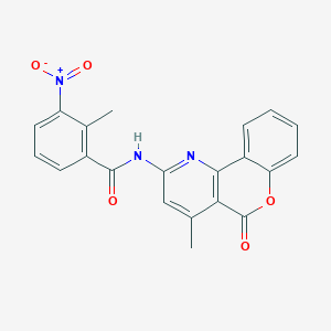 molecular formula C21H15N3O5 B2866295 2-methyl-N-(4-methyl-5-oxo-5H-chromeno[4,3-b]pyridin-2-yl)-3-nitrobenzamide CAS No. 851411-08-0