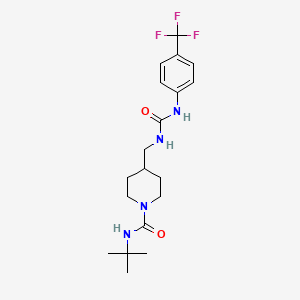 molecular formula C19H27F3N4O2 B2866301 N-(tert-butyl)-4-((3-(4-(trifluoromethyl)phenyl)ureido)methyl)piperidine-1-carboxamide CAS No. 1235086-47-1