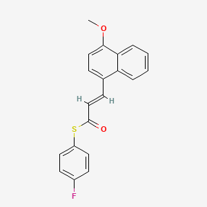 molecular formula C20H15FO2S B2866302 S-(4-fluorophenyl) 3-(4-methoxy-1-naphthyl)-2-propenethioate CAS No. 882073-29-2