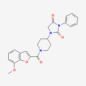 molecular formula C24H23N3O5 B2866308 1-(1-(7-Methoxybenzofuran-2-carbonyl)piperidin-4-yl)-3-phenylimidazolidine-2,4-dione CAS No. 1904187-58-1